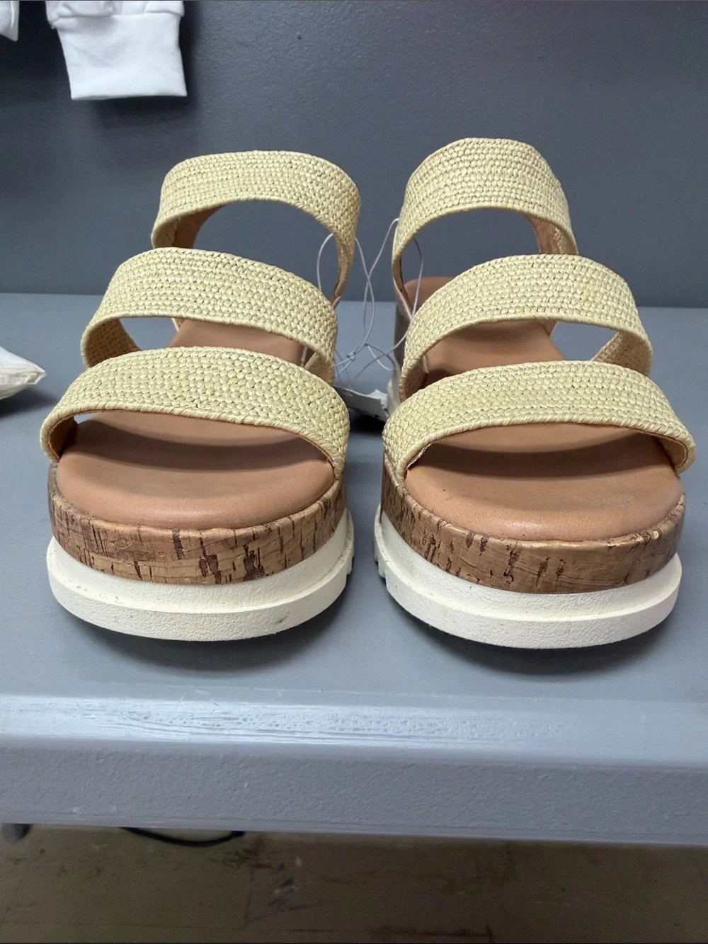Universal Thread Women's Triple-Strap Woven Sandals in Natural Straw